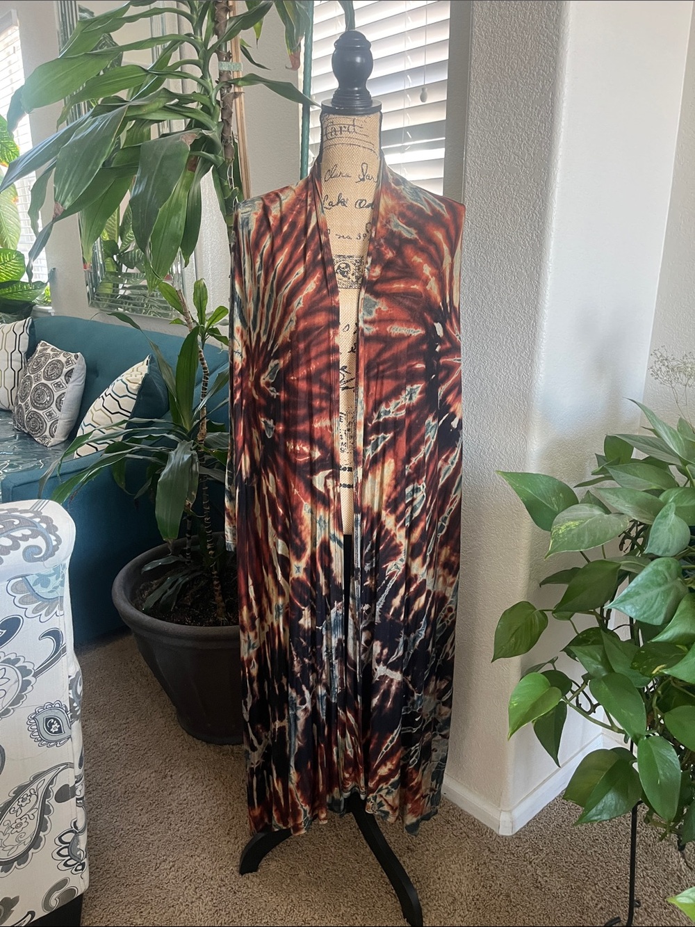Mulata Maxi Vest - Brown Black Cream